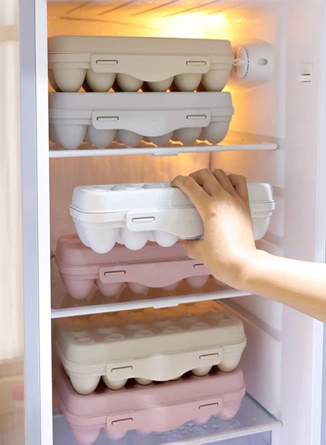 HAKKU Plastic for Fridge Egg Holder for Fridge/Freezer, Stackable Egg Tray With Lid, Egg Storage Box Carrier, BPA-Free Fridge Organizer 18 Grid Eggs (Pink, MIN 2 Quantity) - Image 5